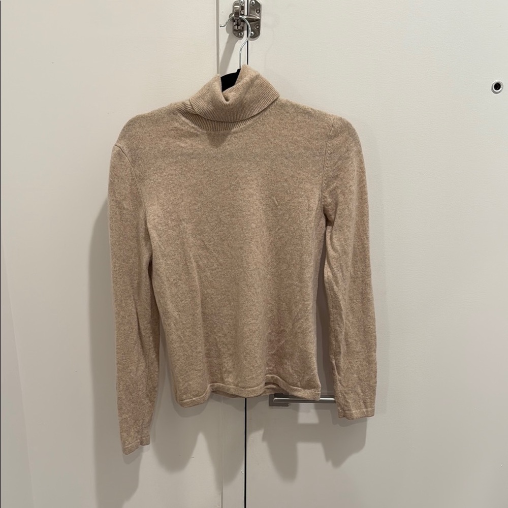 Henri Bendel Tan Cowl Neck Sweater Soft Knit Classic